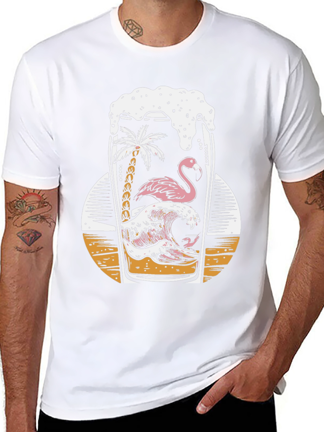 Tropical Flamingo Beer T-Shirt