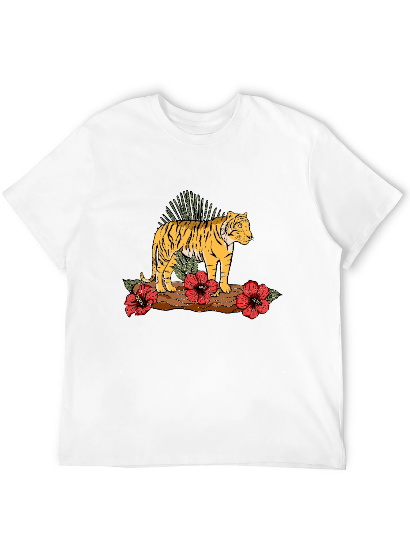 Tiger Floral Graphic Black T-Shirt