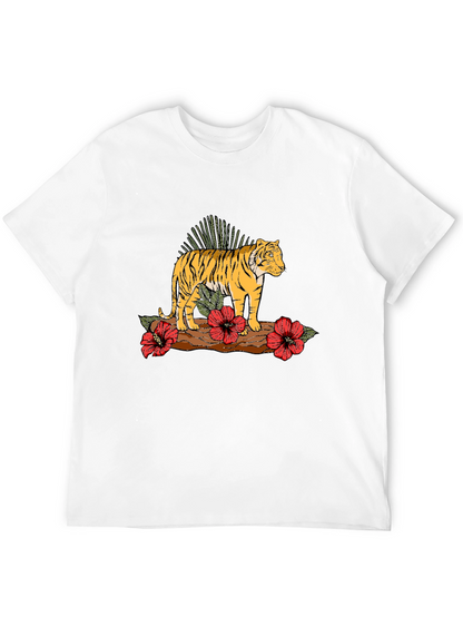 Tiger Floral Graphic Black T-Shirt