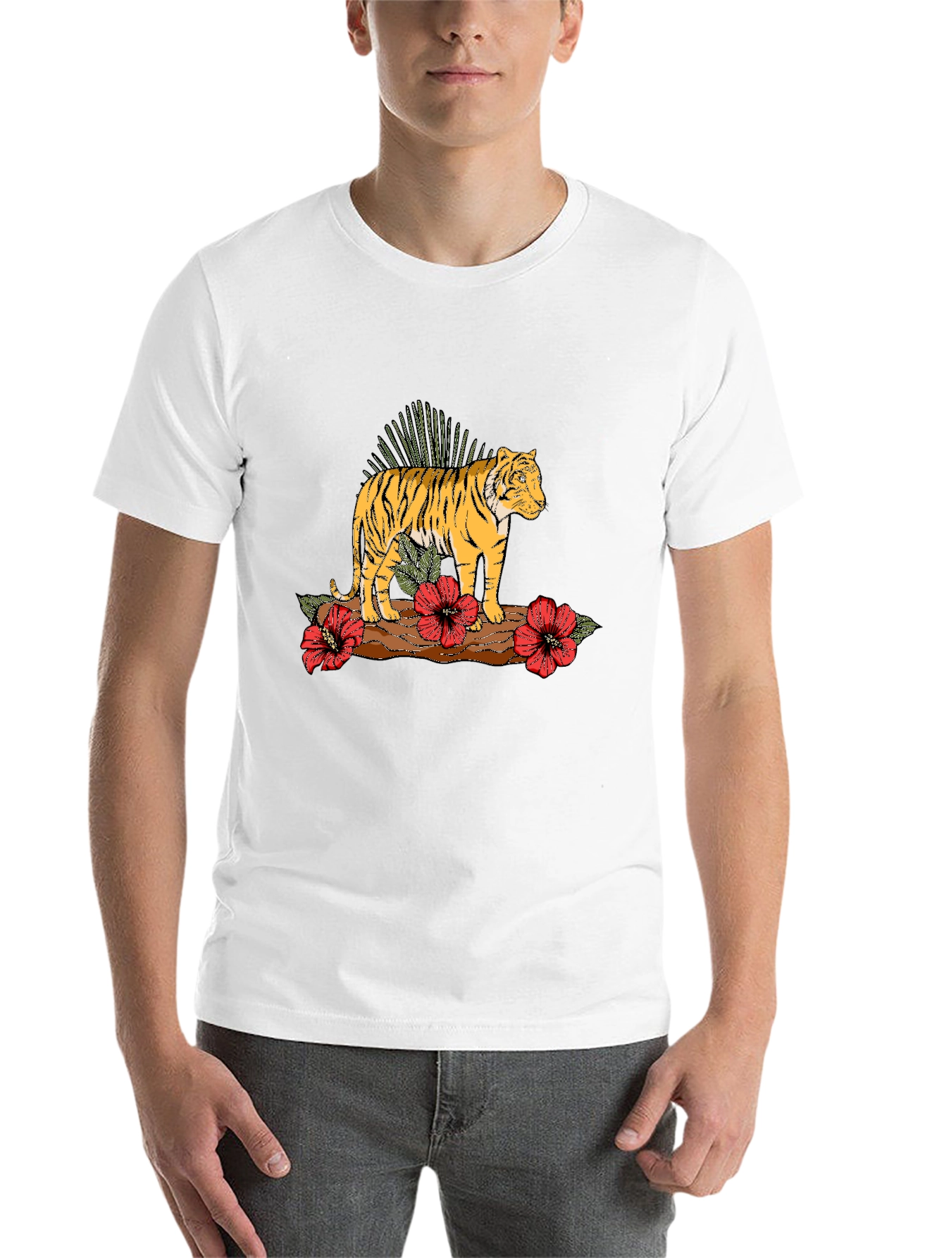 Tiger Floral Graphic Black T-Shirt
