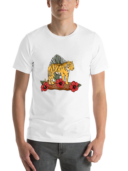 Tiger Floral Graphic Black T-Shirt