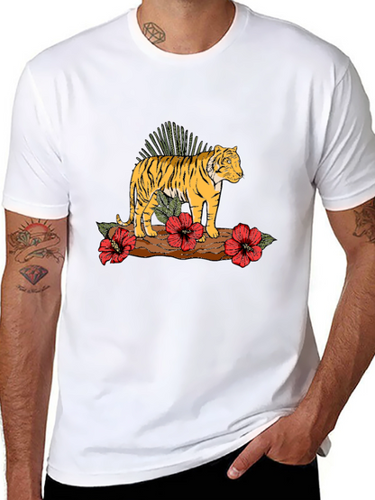 Tiger Floral Graphic Black T-Shirt
