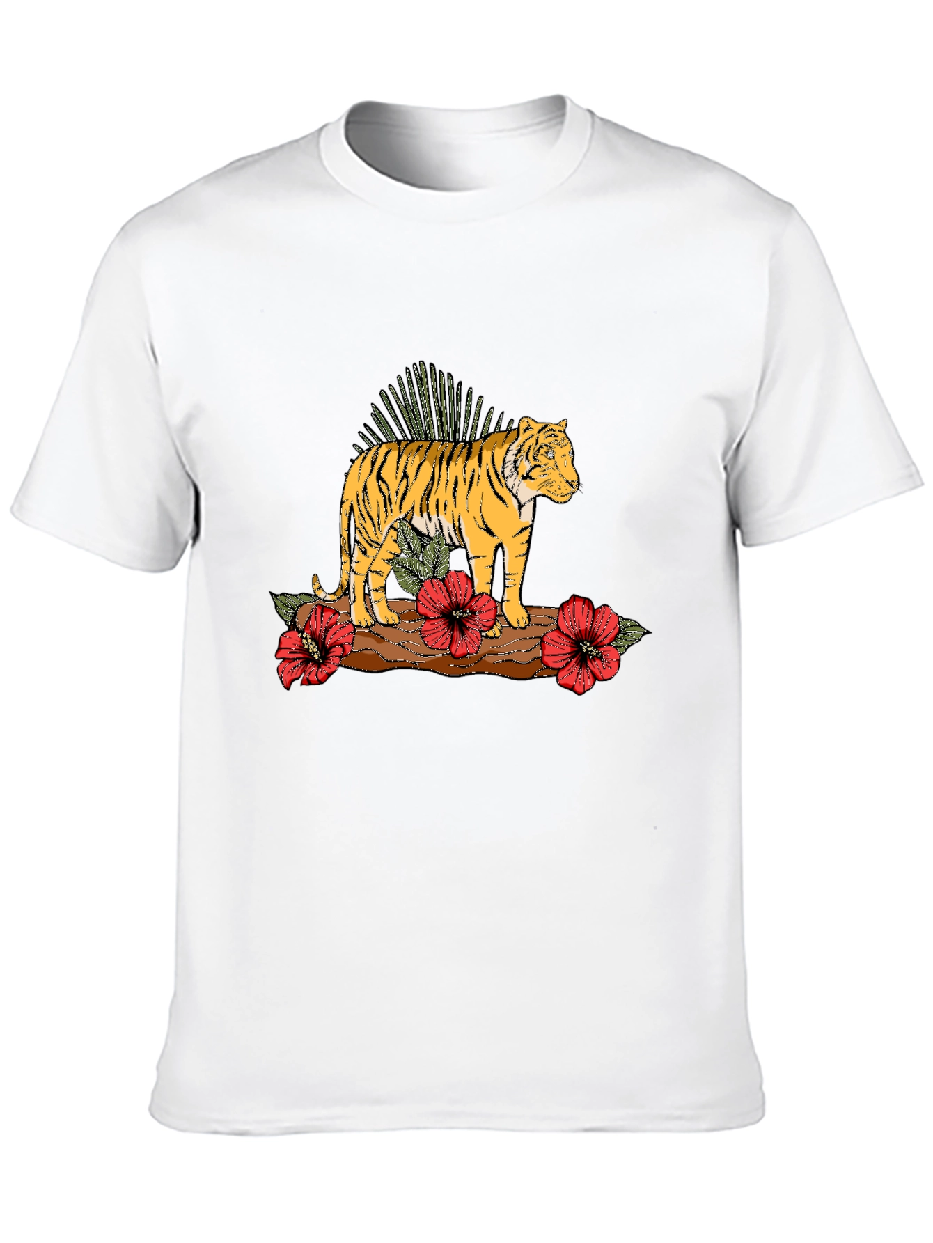 Tiger Floral Graphic Black T-Shirt