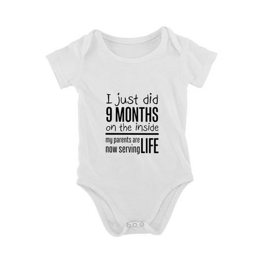 I Just Did 9 Months On The Inside Funny Pun Newborn Coming Home Bodysuit