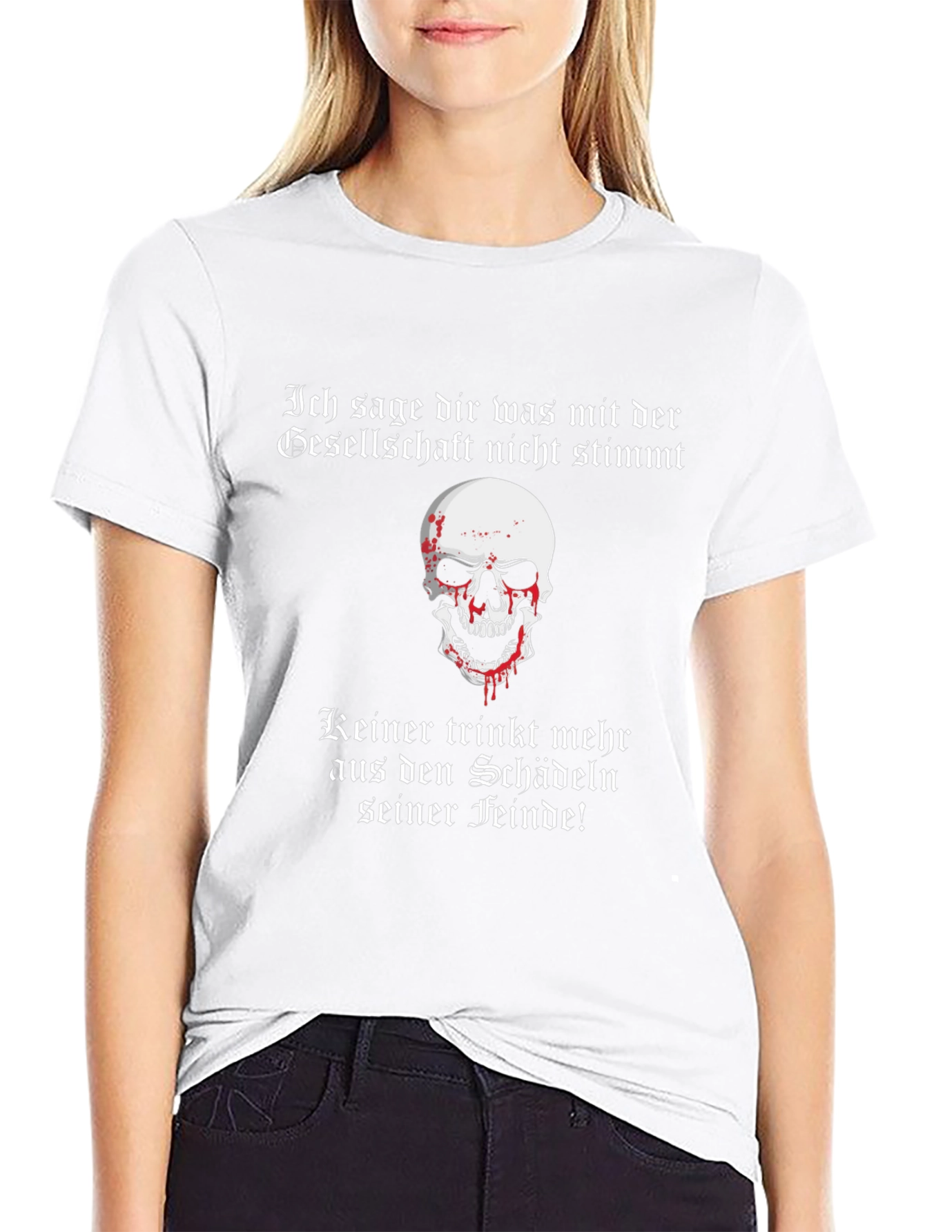 Edgy Skull Graphic T-Shirt - Society Slogan