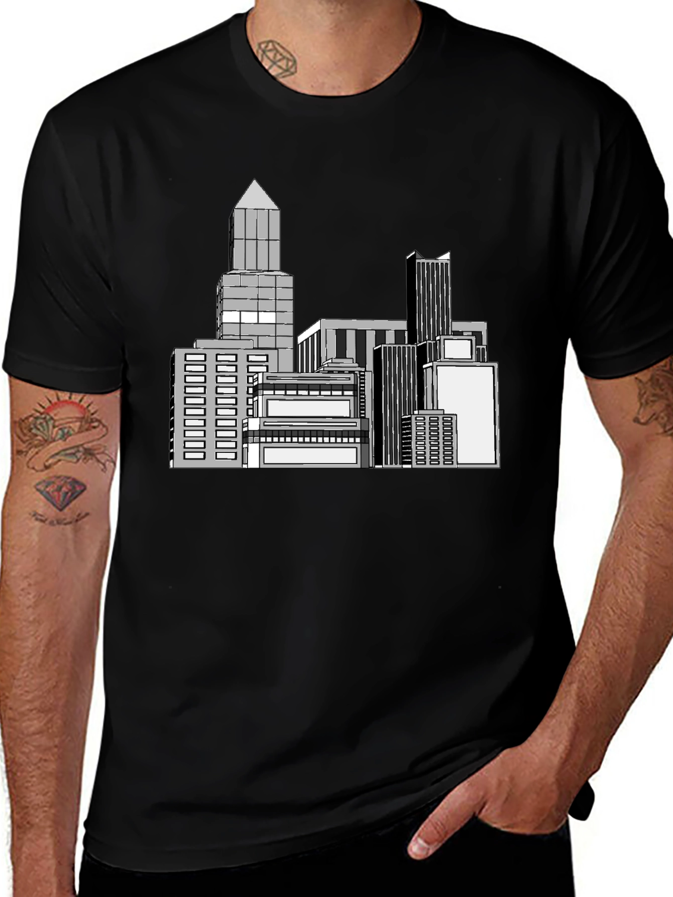 Cityscape Graphic Black T-Shirt