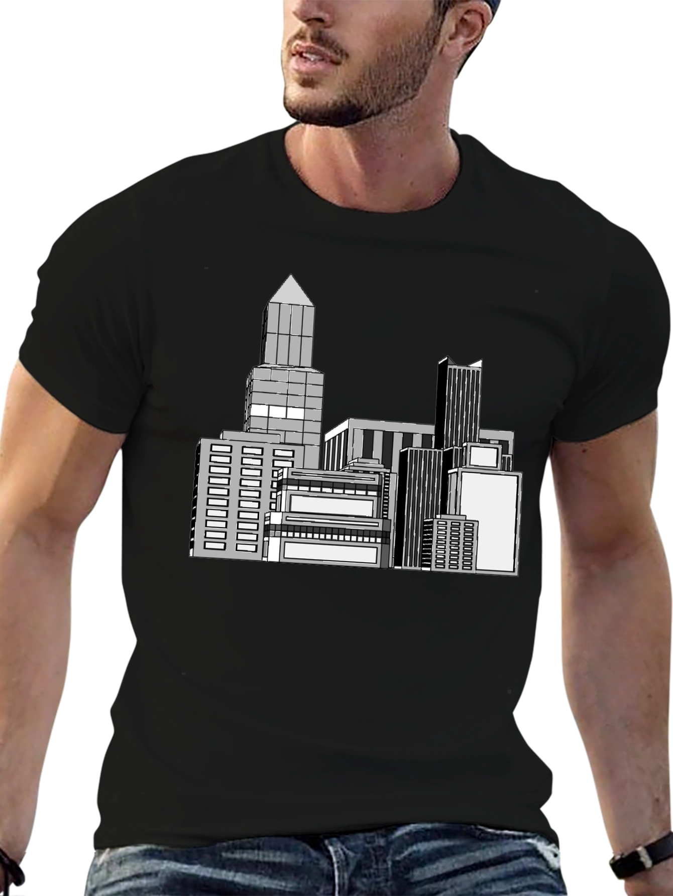 Cityscape Graphic Black T-Shirt