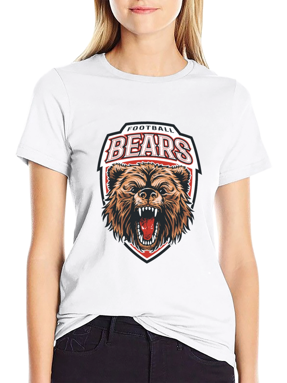 Football Bears Graphic Tee - Black