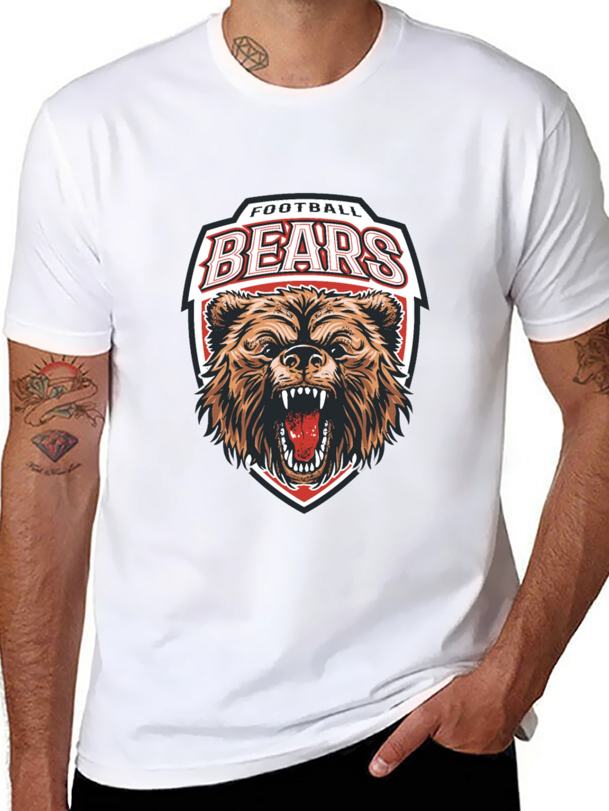 Football Bears Graphic Tee - Black