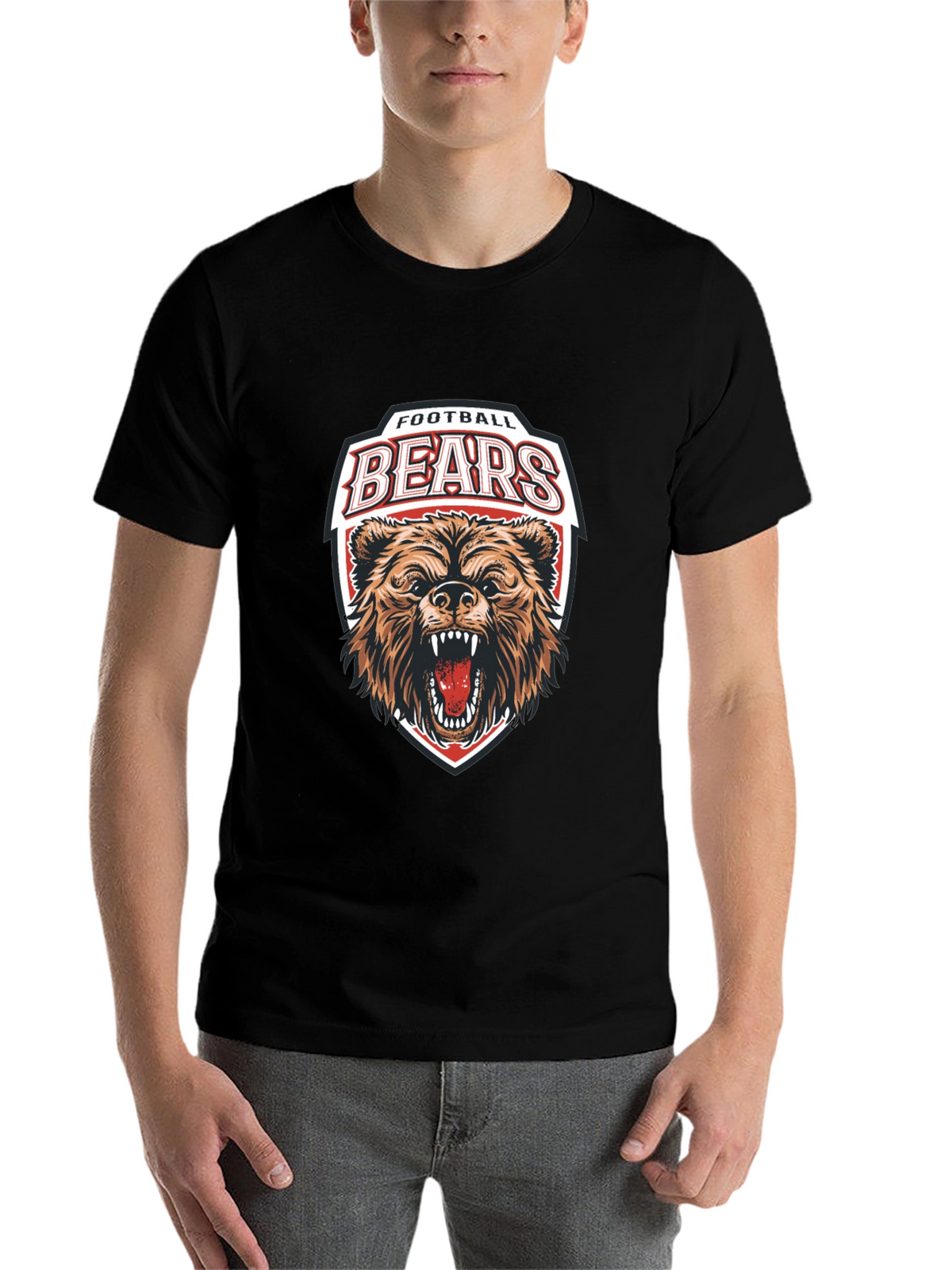 Football Bears Graphic Tee - Black