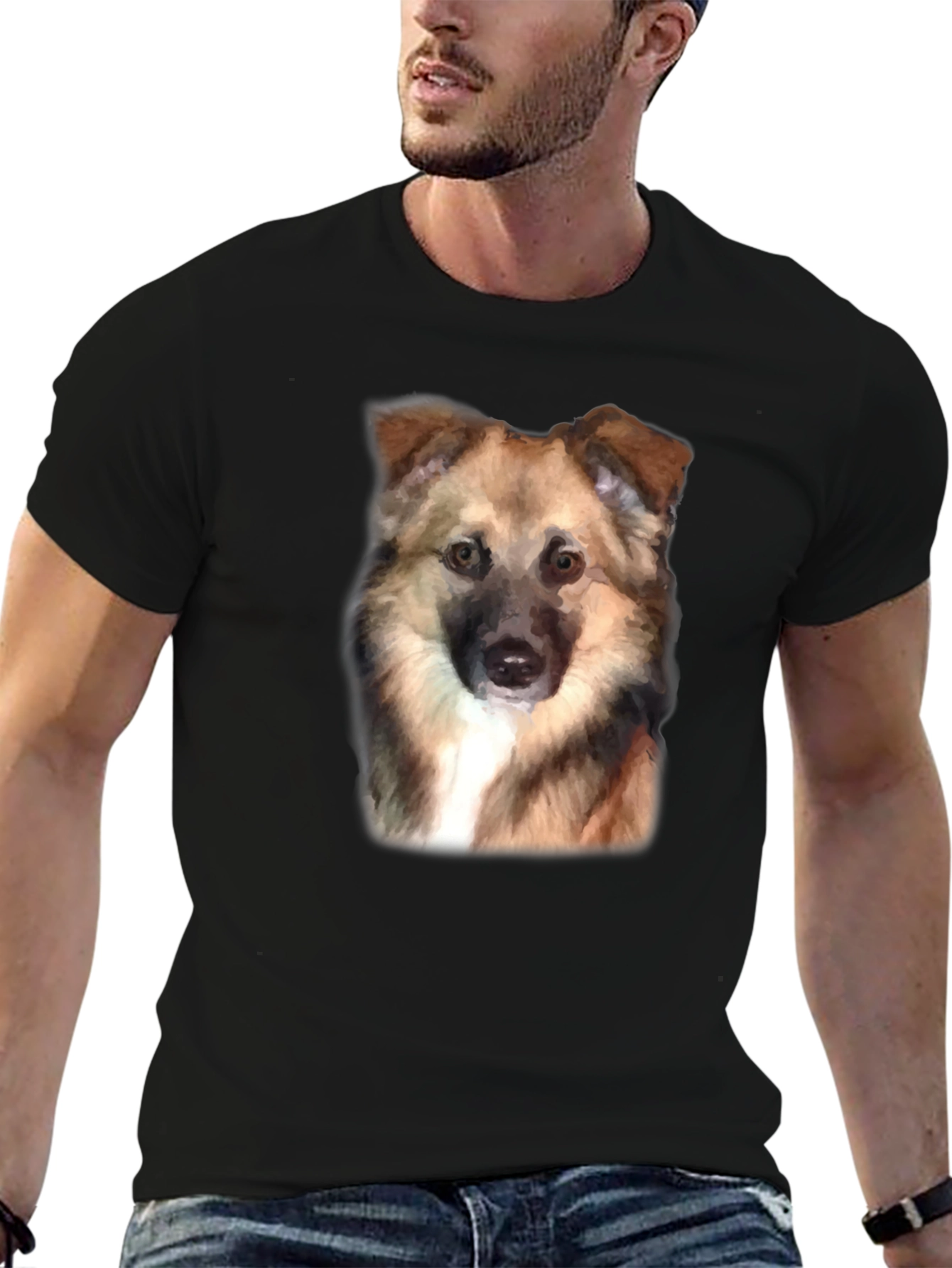 Dog Portrait Black T-Shirt