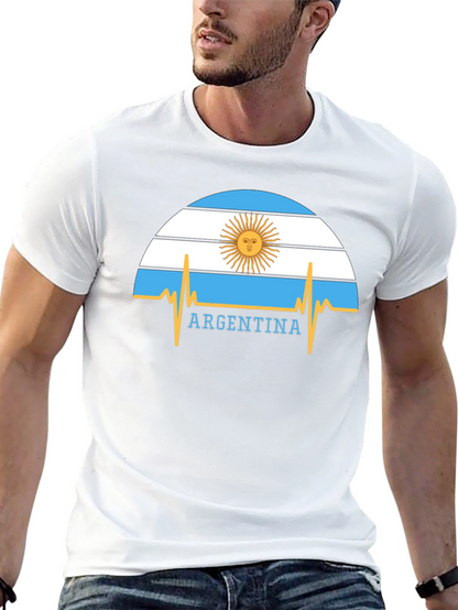 Argentina Flag Heartbeat Graphic T-Shirt