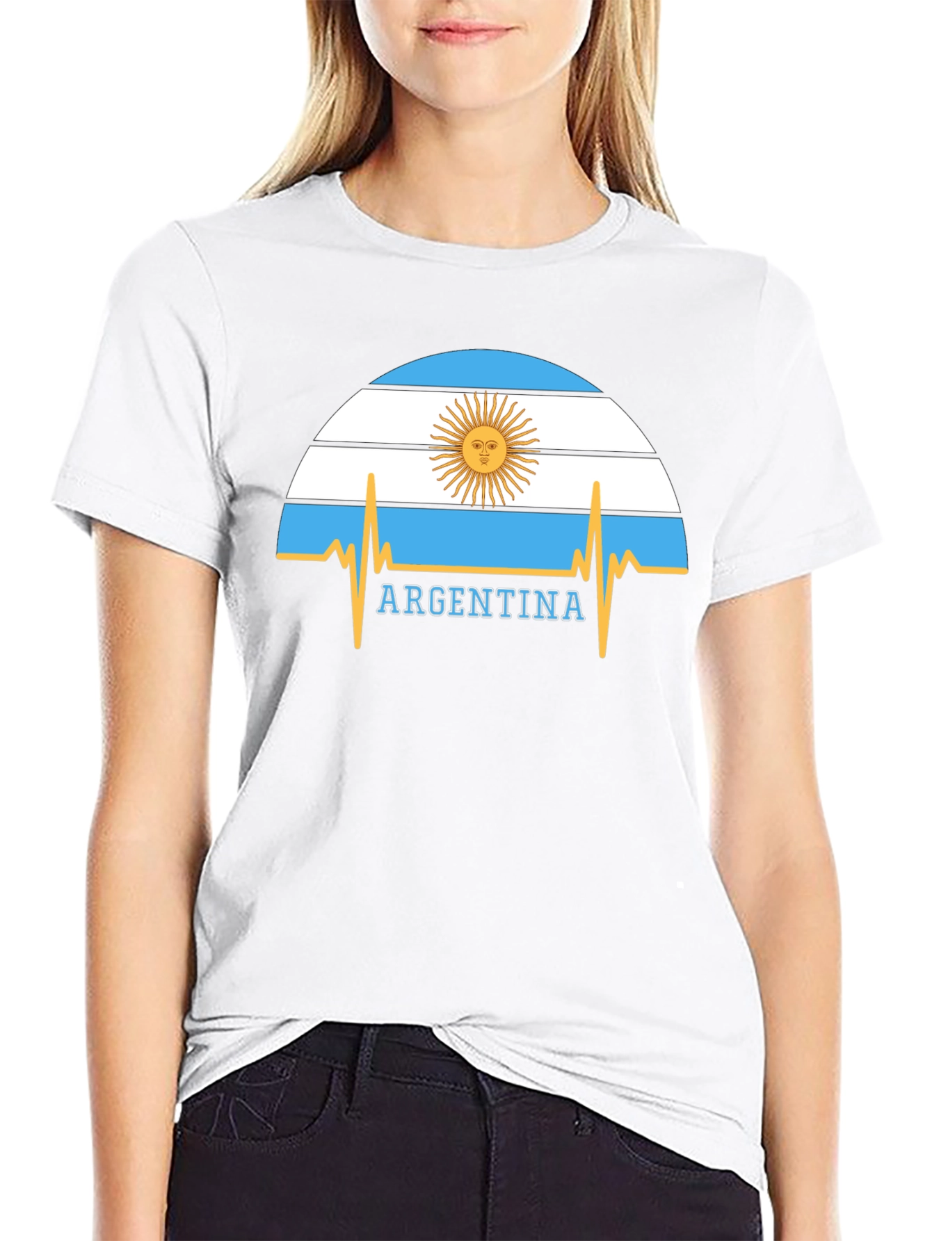 Argentina Flag Heartbeat Graphic T-Shirt