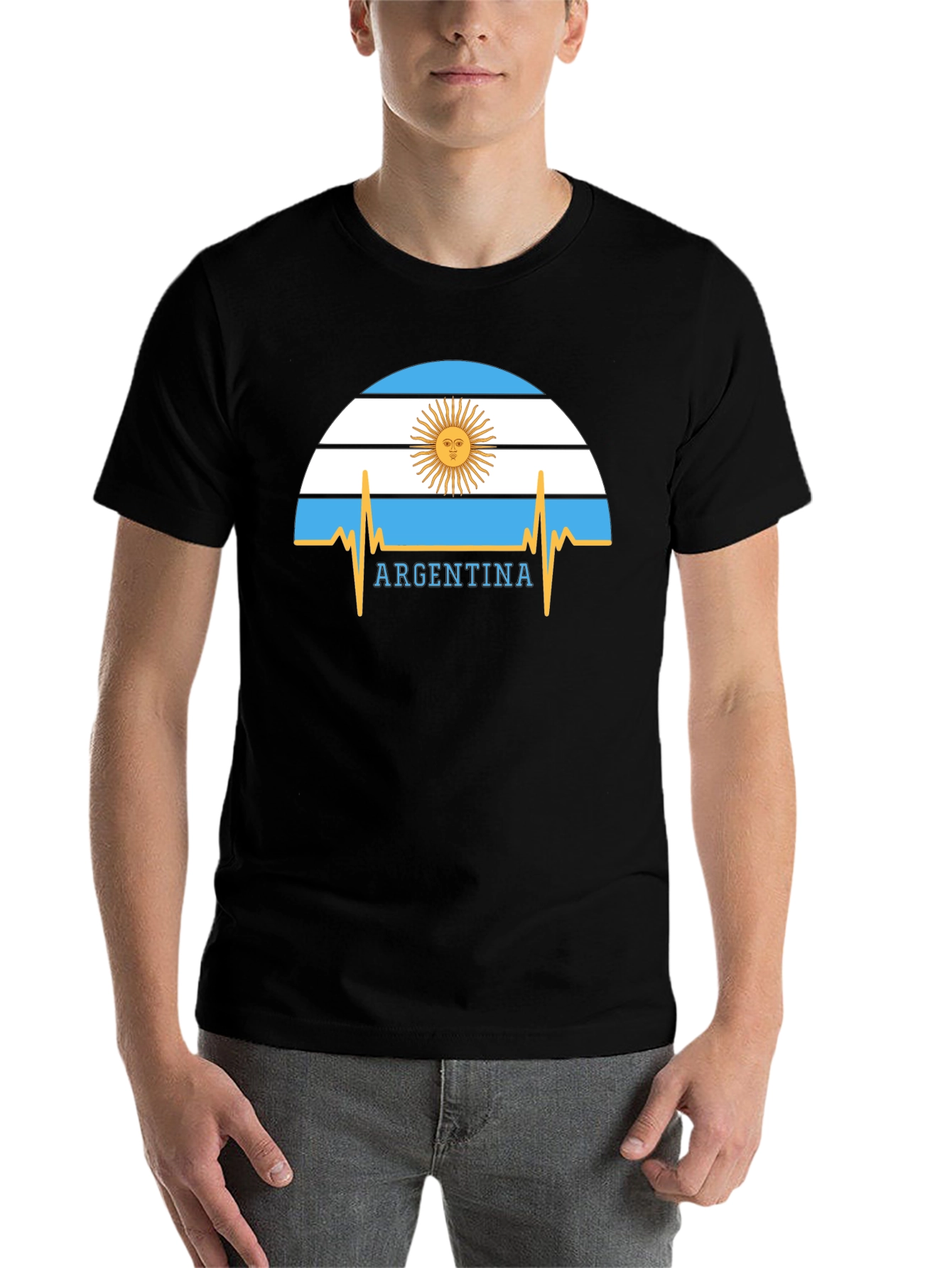Argentina Flag Heartbeat Graphic T-Shirt