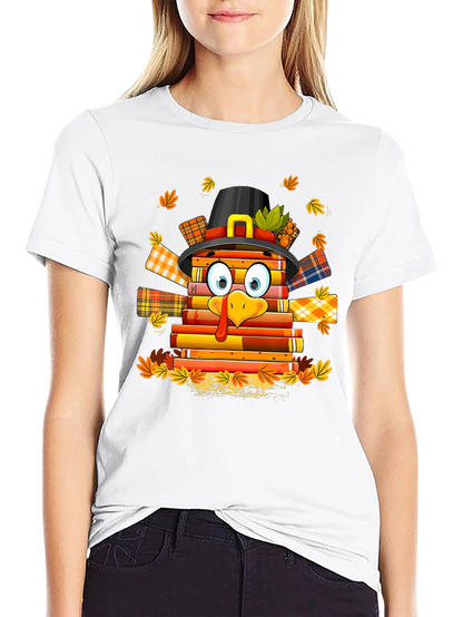 Thanksgiving Turkey Book Lover T-Shirt