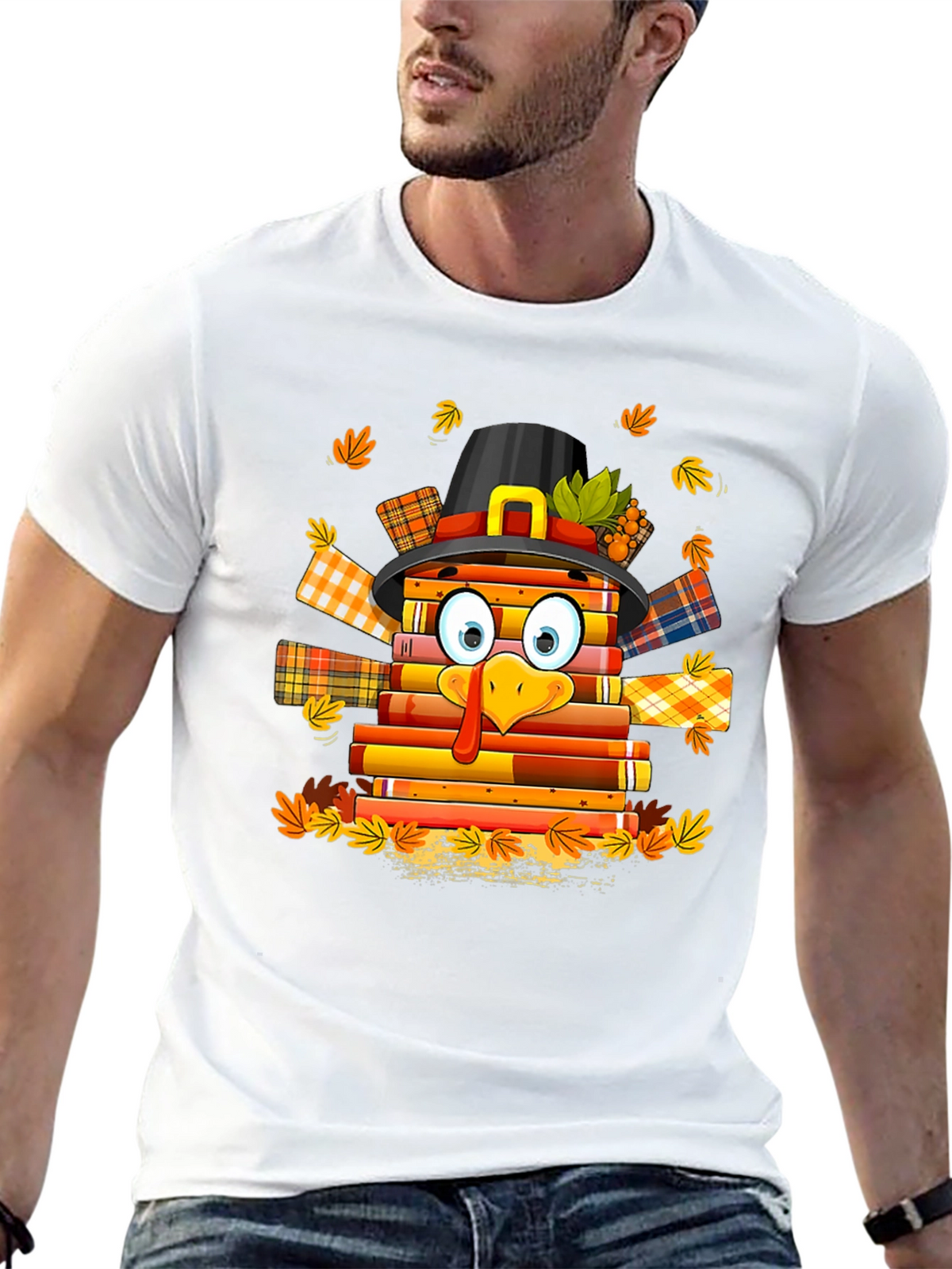 Thanksgiving Turkey Book Lover T-Shirt