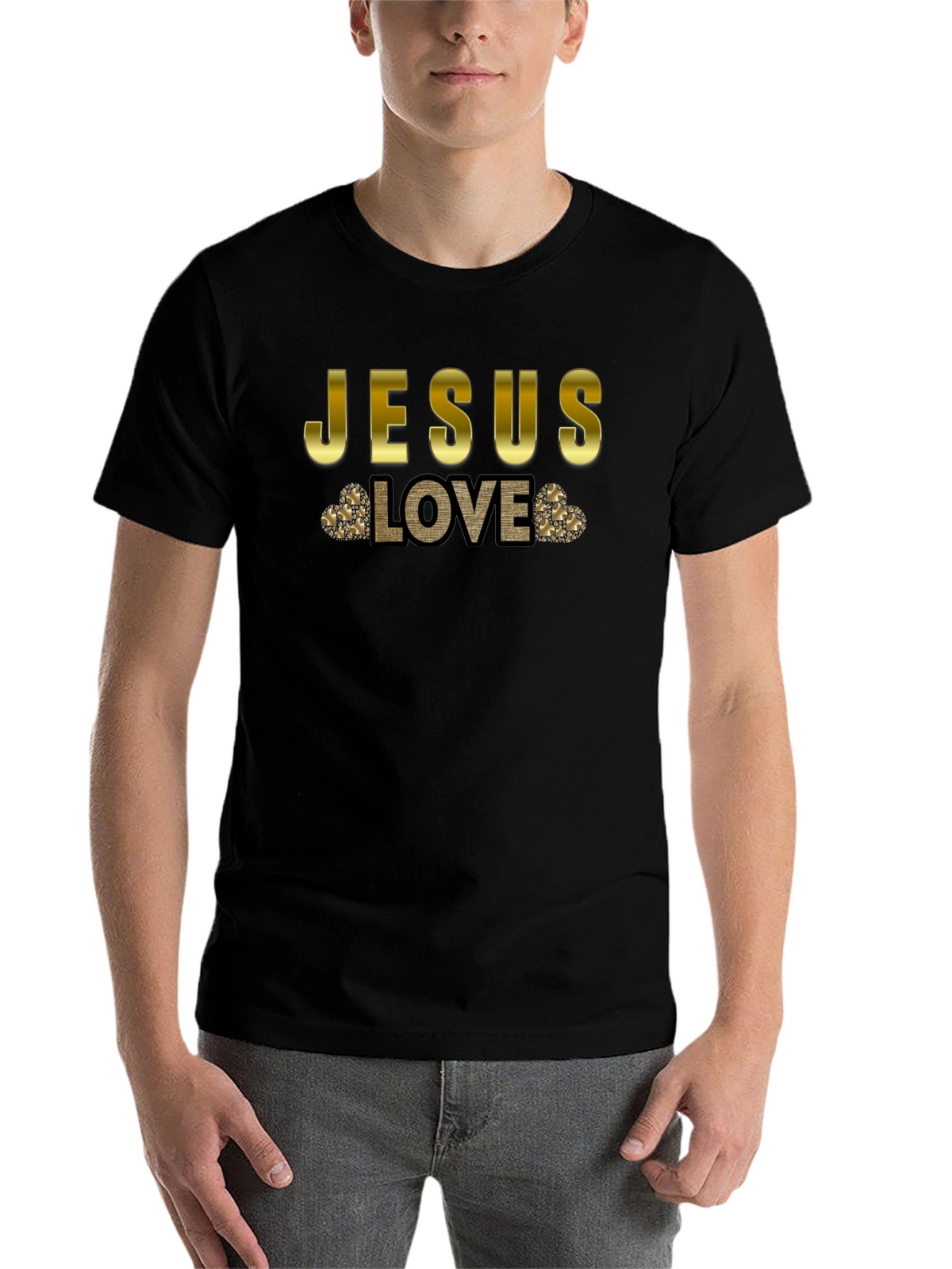 Jesus Love T-Shirt - Gold Accent Graphic Tee