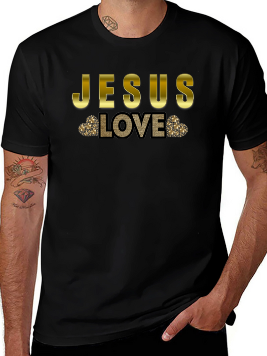 Jesus Love T-Shirt - Gold Accent Graphic Tee