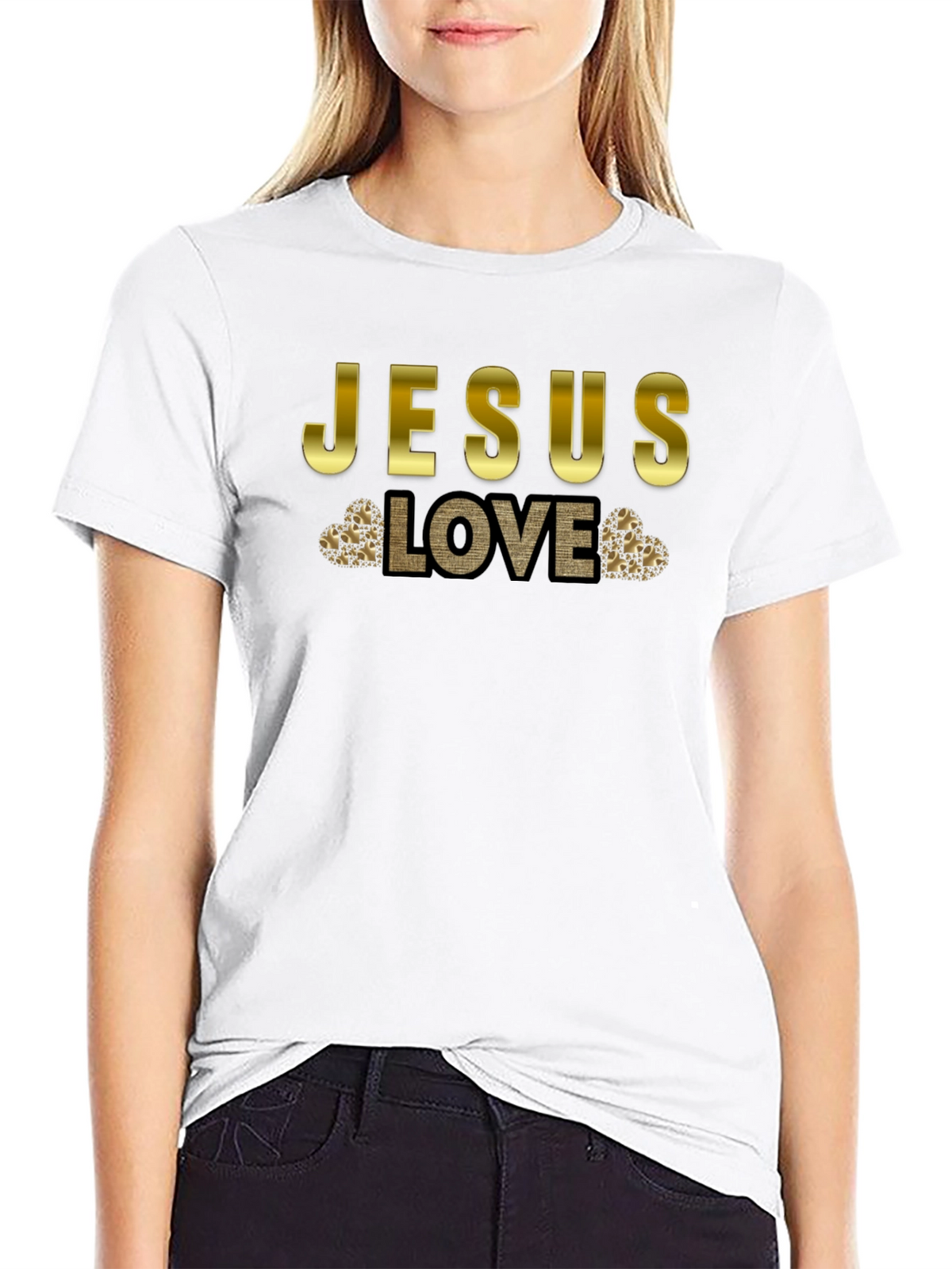 Jesus Love T-Shirt - Gold Accent Graphic Tee