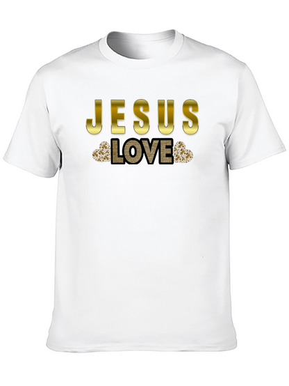 Jesus Love T-Shirt - Gold Accent Graphic Tee