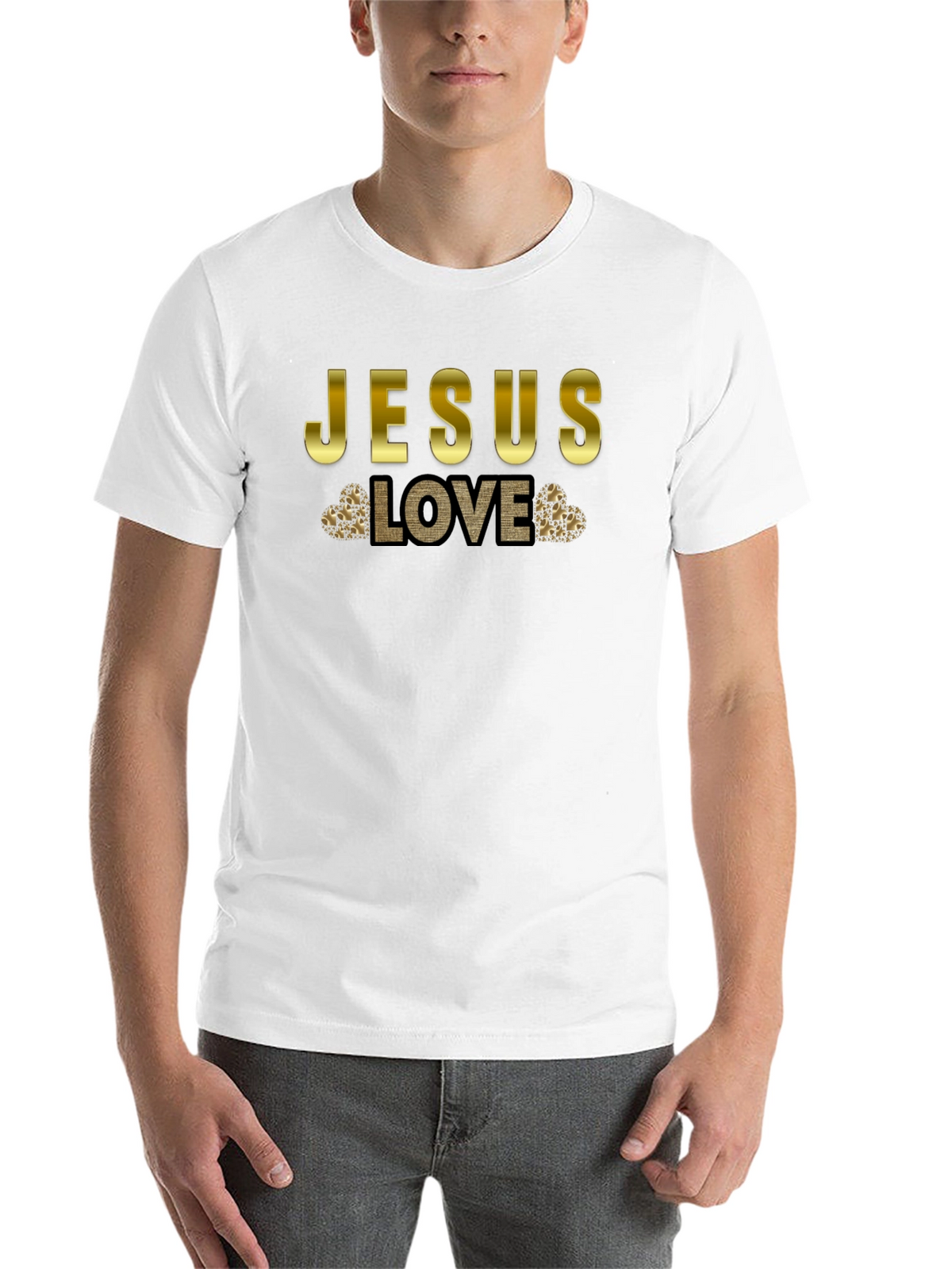 Jesus Love T-Shirt - Gold Accent Graphic Tee