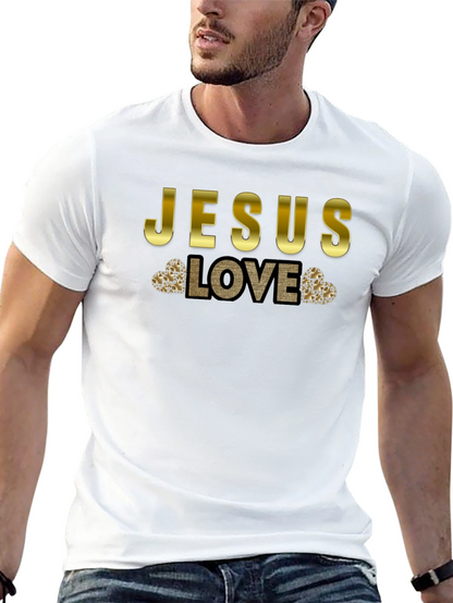 Jesus Love T-Shirt - Gold Accent Graphic Tee