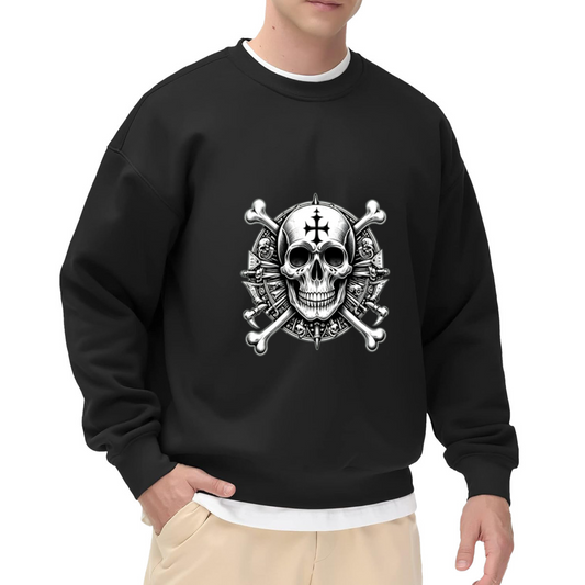 Gothic Cross Skull Vintage Streetwear Crew Sweatshirt