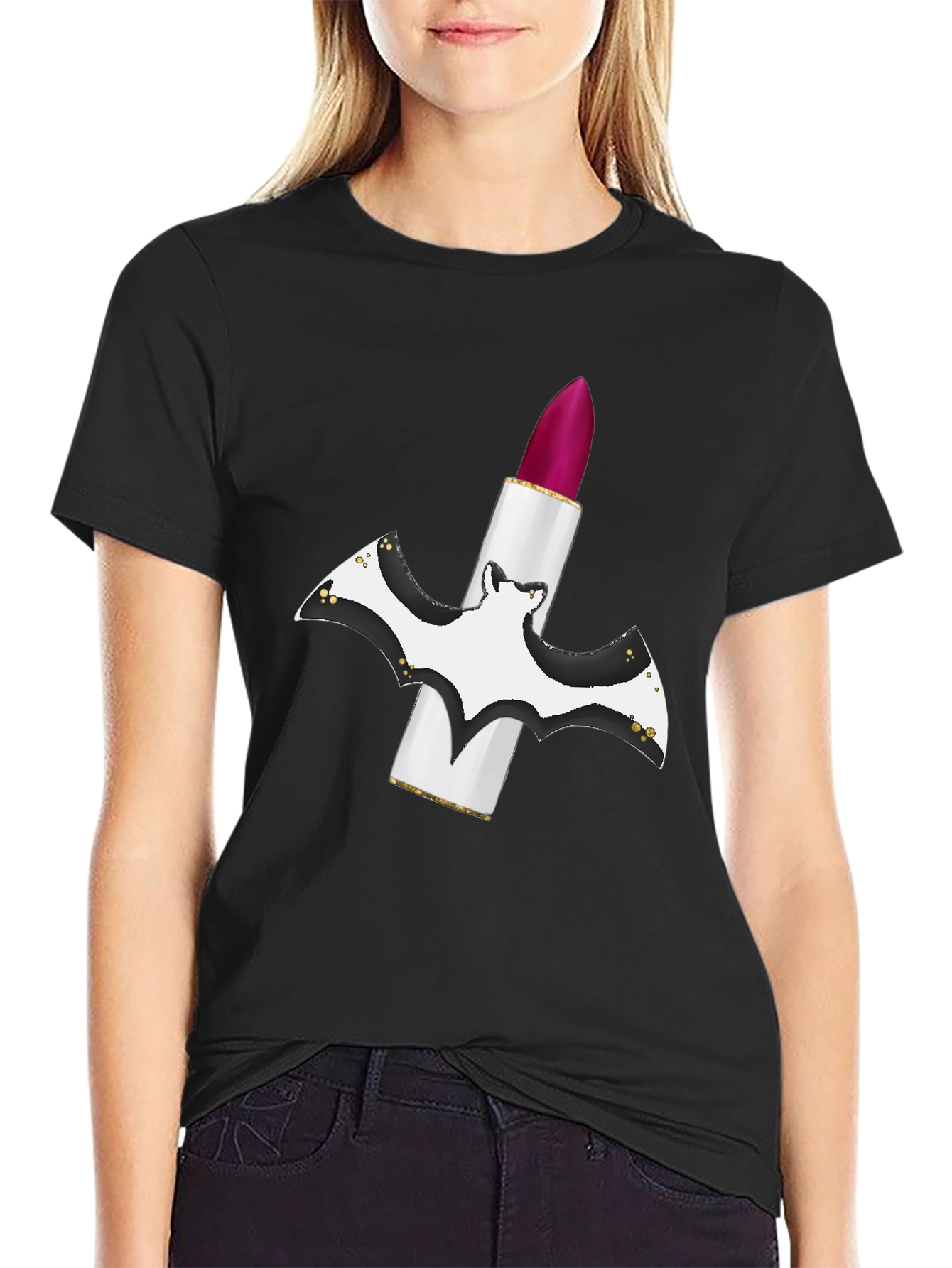 Bat Lipstick T-Shirt - Spooky Chic