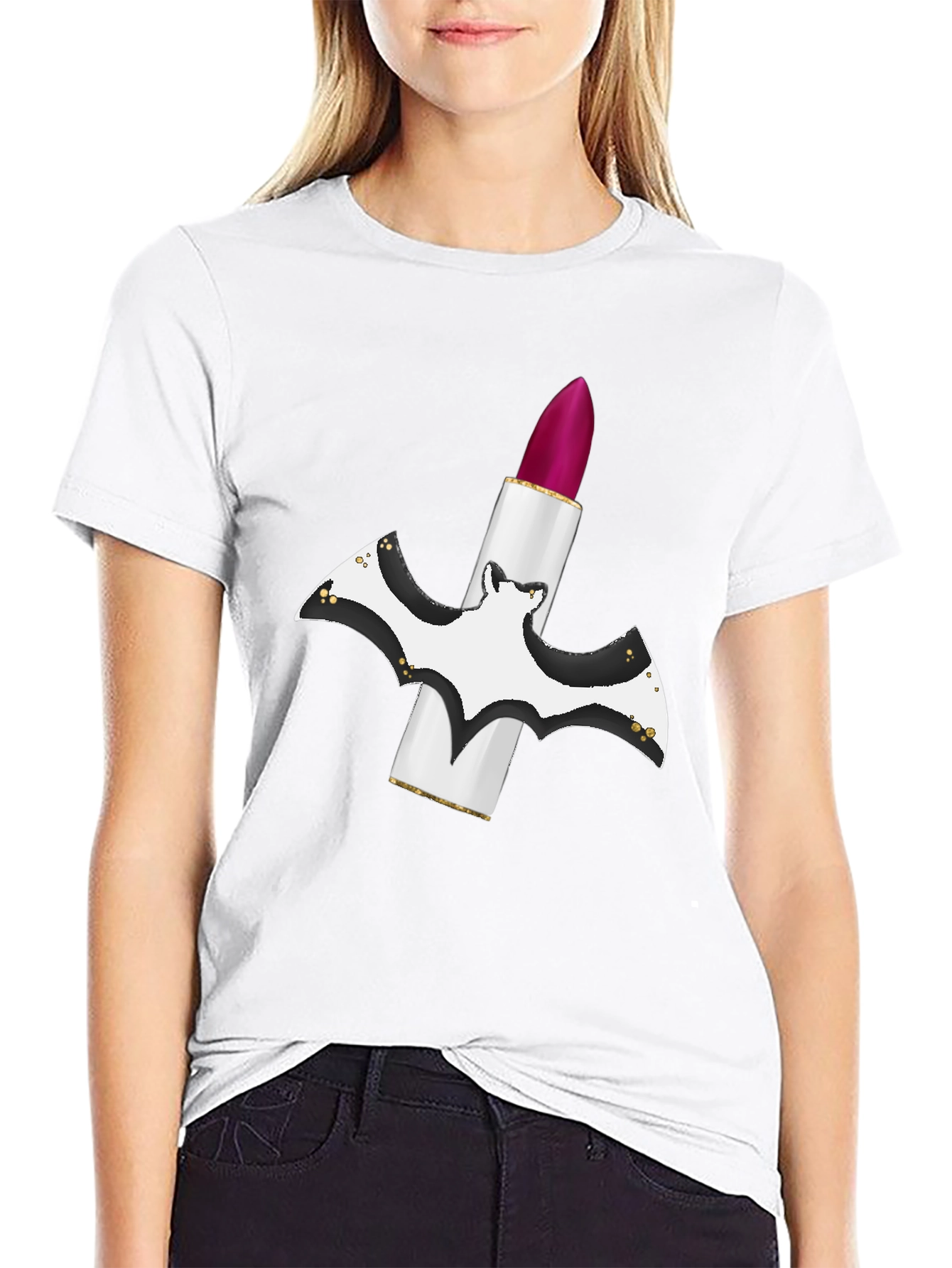 Bat Lipstick T-Shirt - Spooky Chic