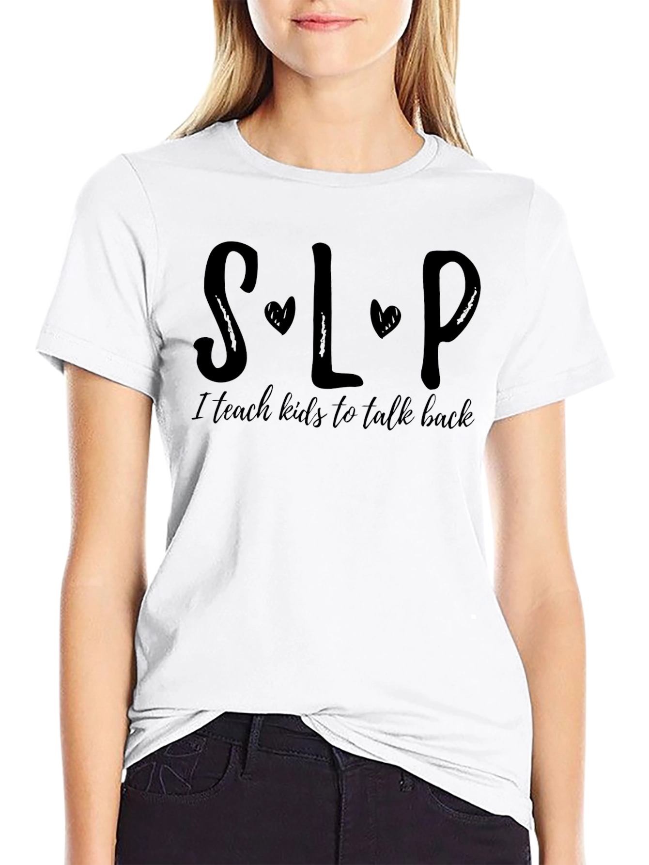 SLP Teach Kids to Talk Back Black T-Shirt