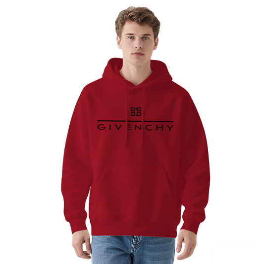 Minimal Four-G Logo Red Hoodie, Fashion Classic Comfort Pullover Hoodie