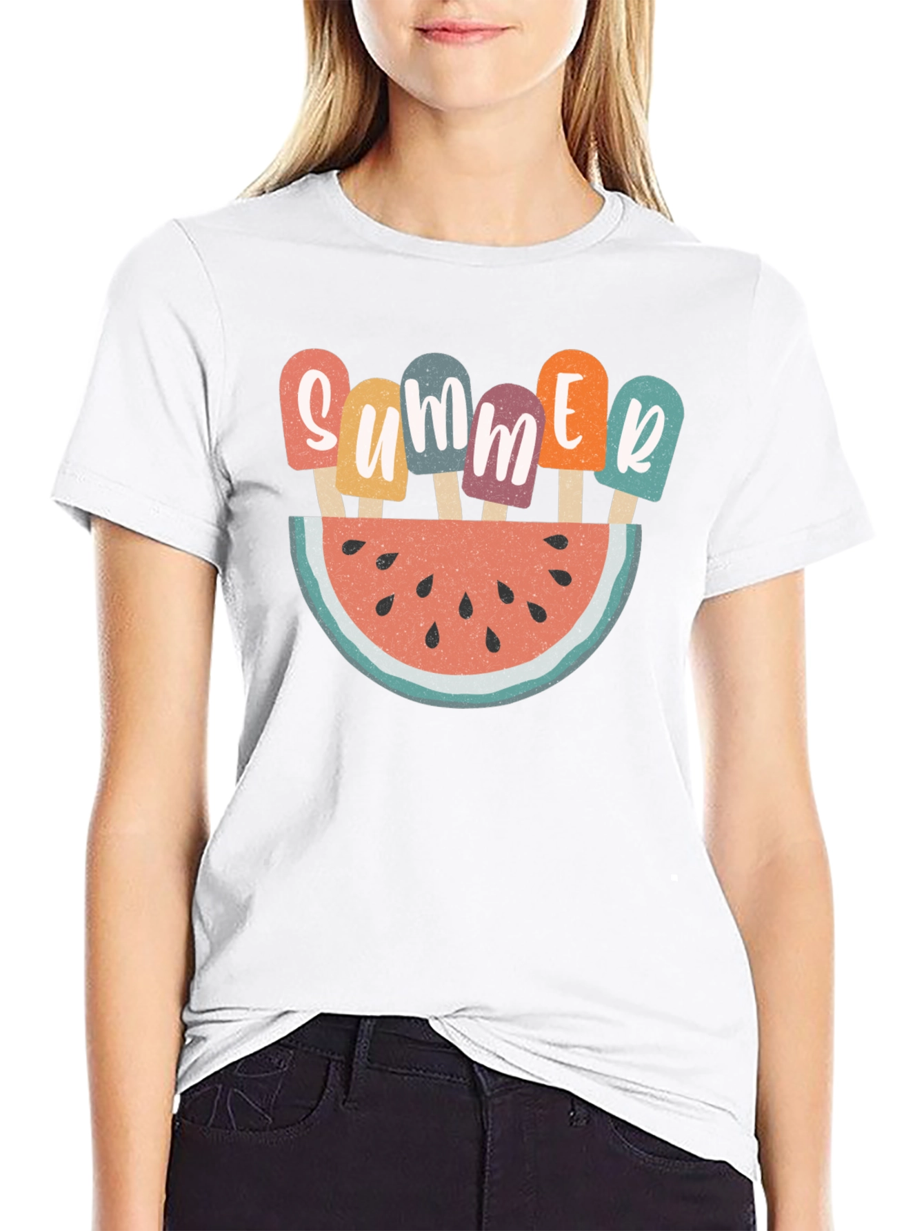 Summer Watermelon Popsicle Graphic T-Shirt
