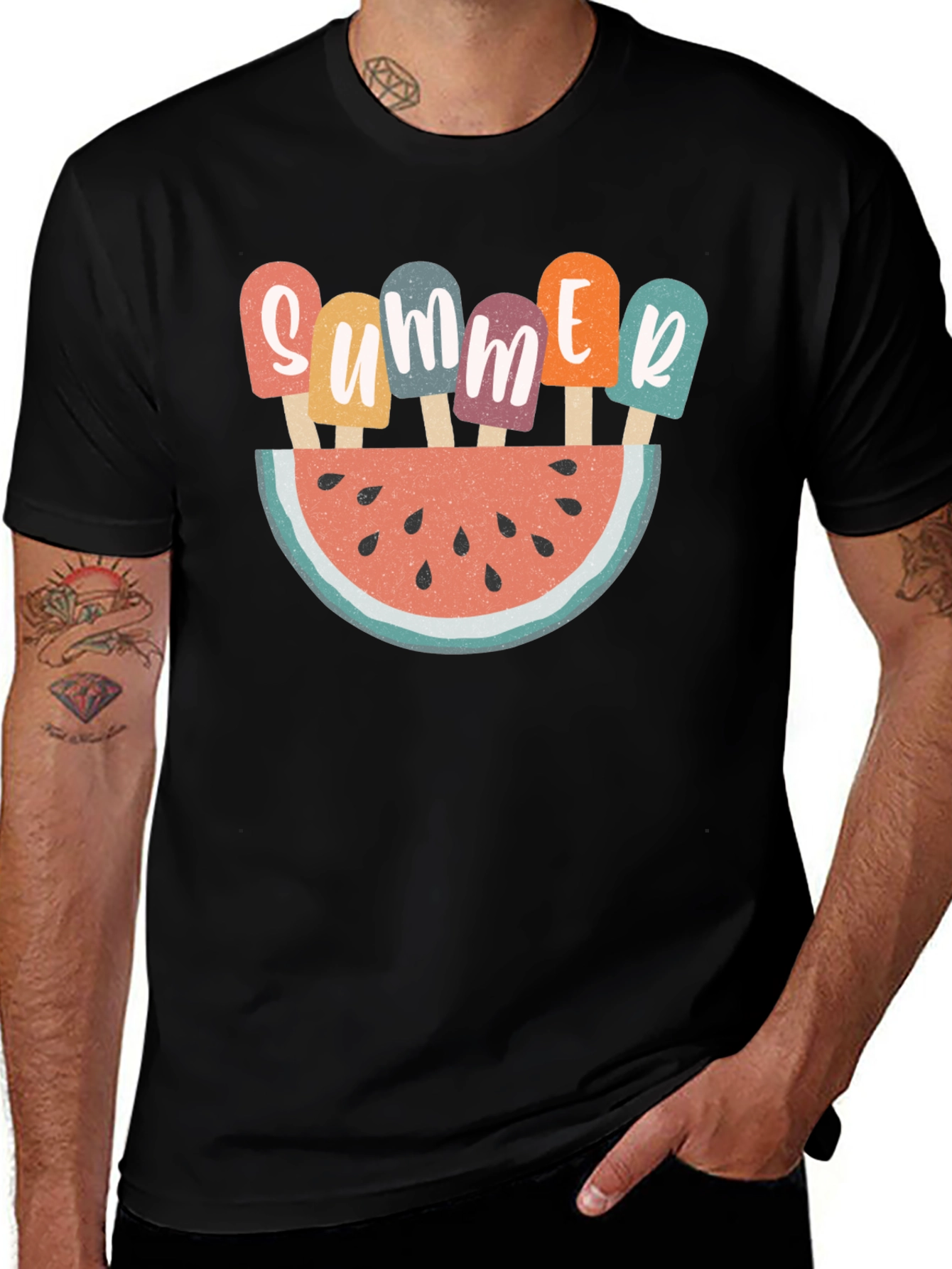 Summer Watermelon Popsicle Graphic T-Shirt