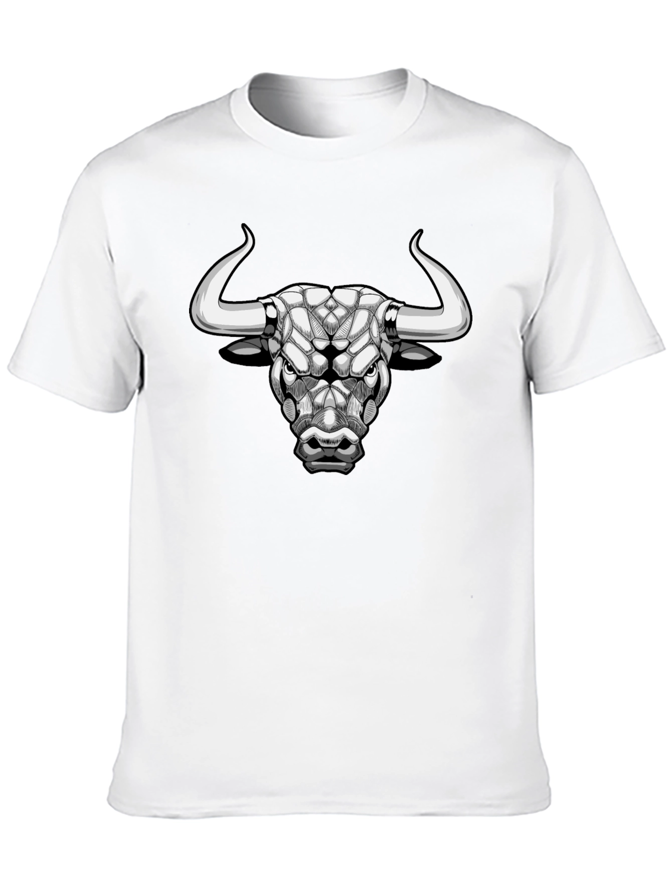 Geometric Bull Graphic Tee - Black