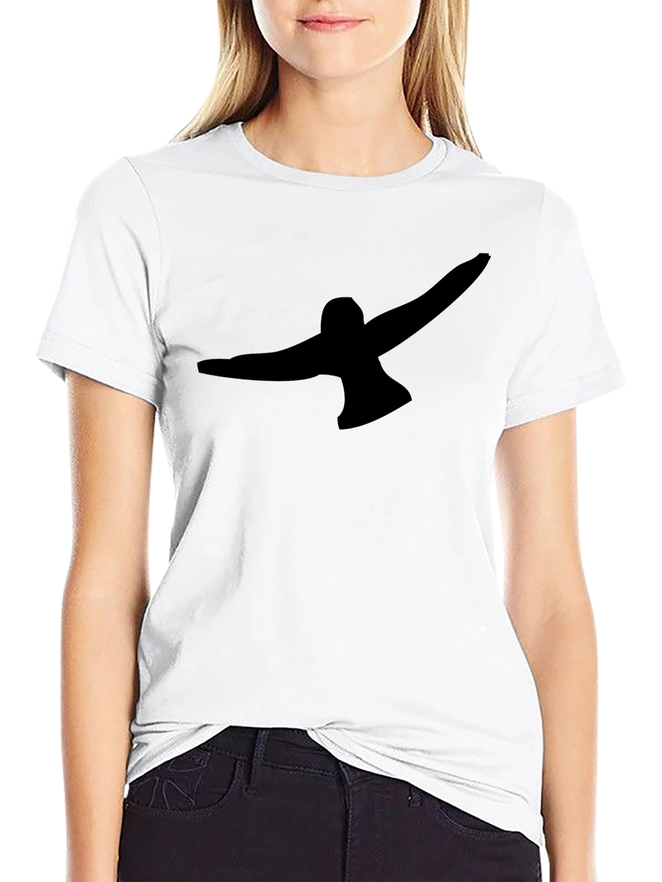 Black T-Shirt with Abstract Bird Graphic