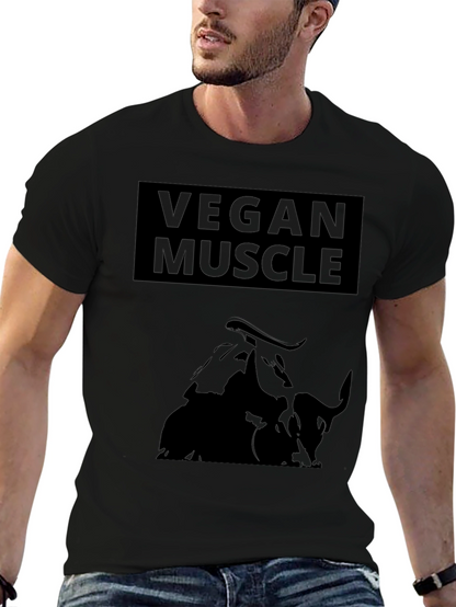 Vegan Muscle T-Shirt - Black Bull Graphic Tee