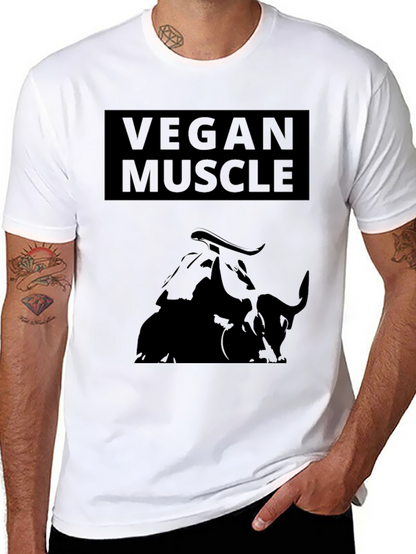 Vegan Muscle T-Shirt - Black Bull Graphic Tee