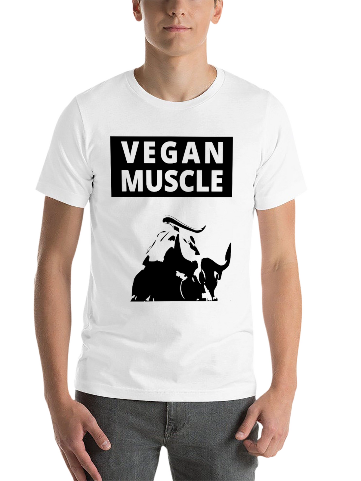 Vegan Muscle T-Shirt - Black Bull Graphic Tee