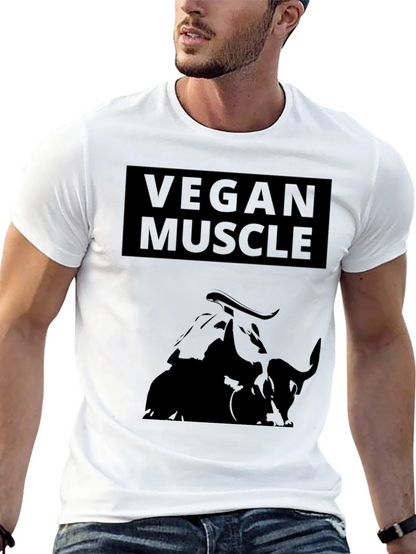 Vegan Muscle T-Shirt - Black Bull Graphic Tee