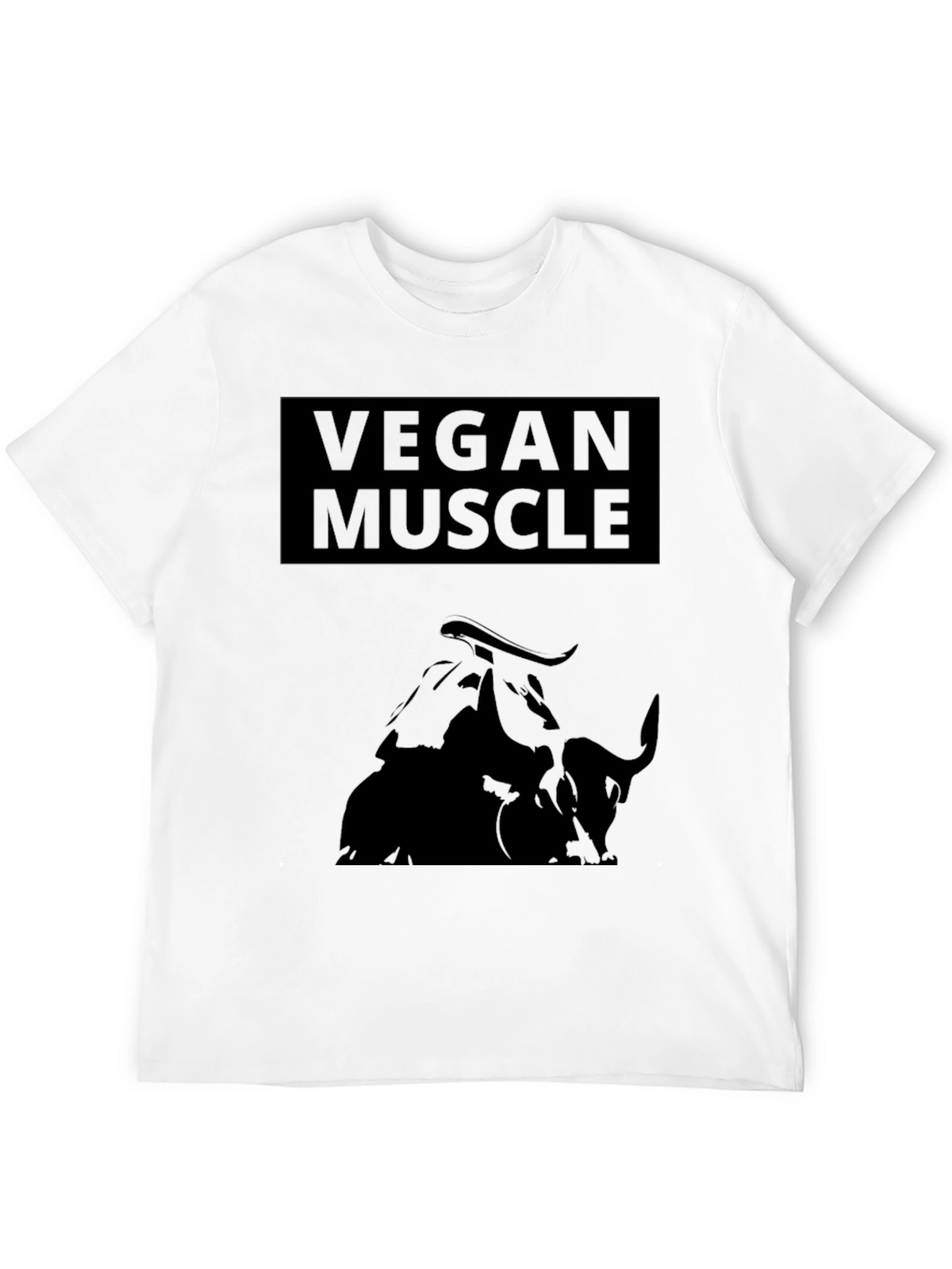 Vegan Muscle T-Shirt - Black Bull Graphic Tee