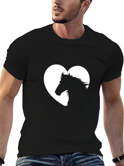 Horse Lover T-Shirt: Heart Silhouette Design