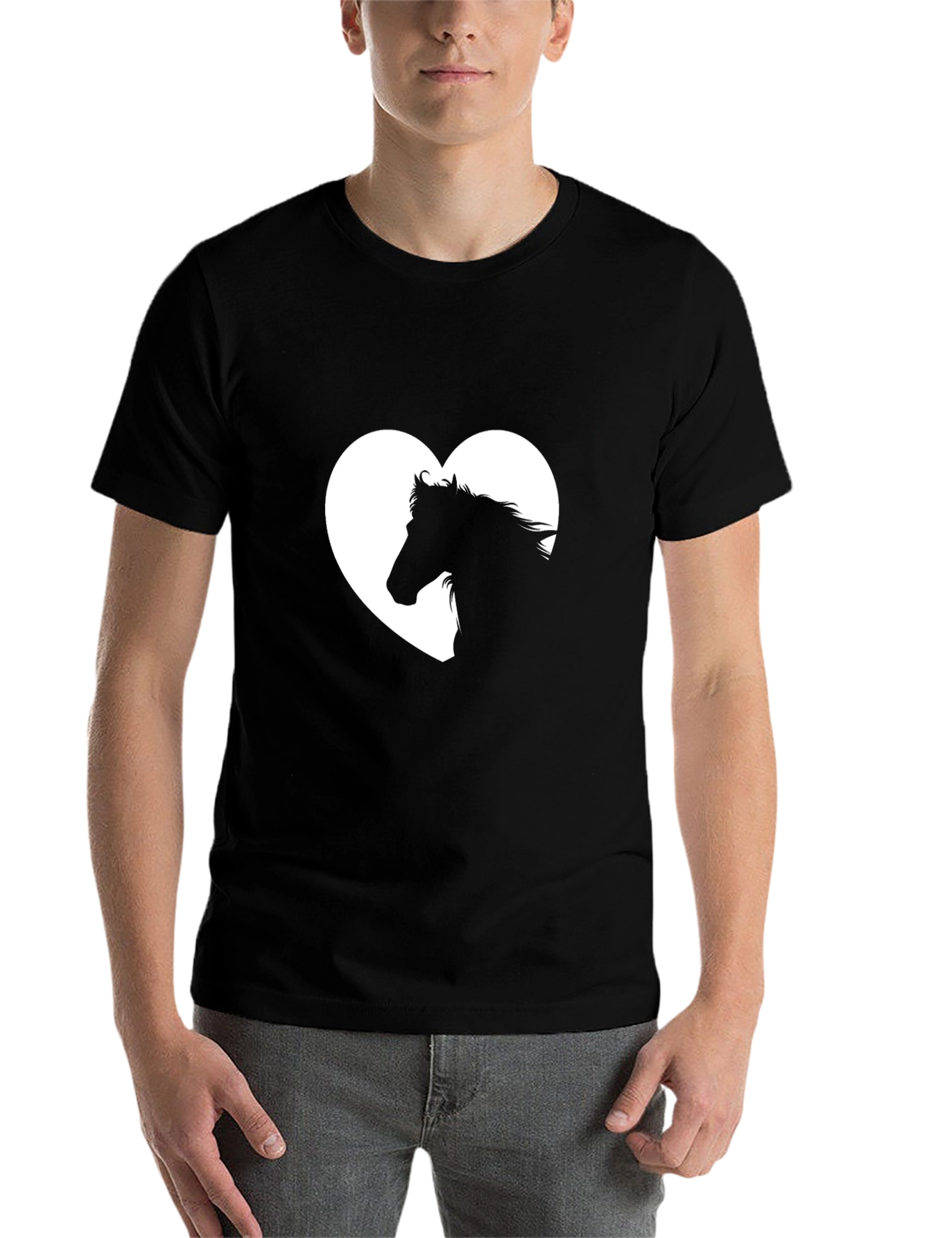 Horse Lover T-Shirt: Heart Silhouette Design