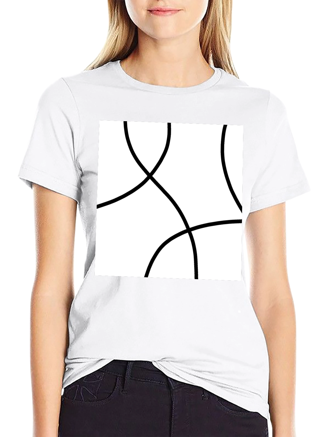 Abstract Circle Graphic Tee - Modern Black T-Shirt