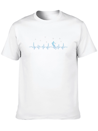 Skiing Heartbeat T-Shirt - Winter Sports Apparel