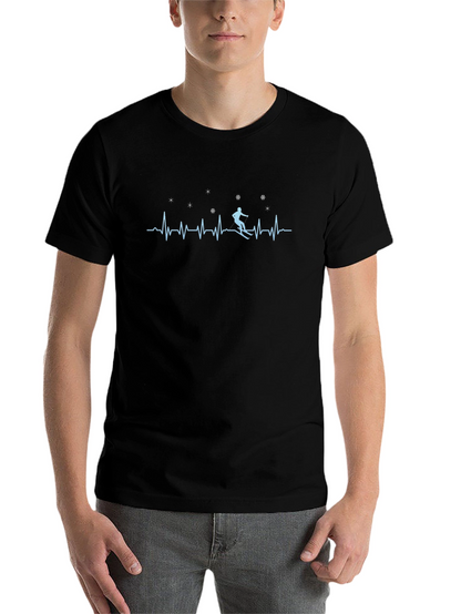 Skiing Heartbeat T-Shirt - Winter Sports Apparel