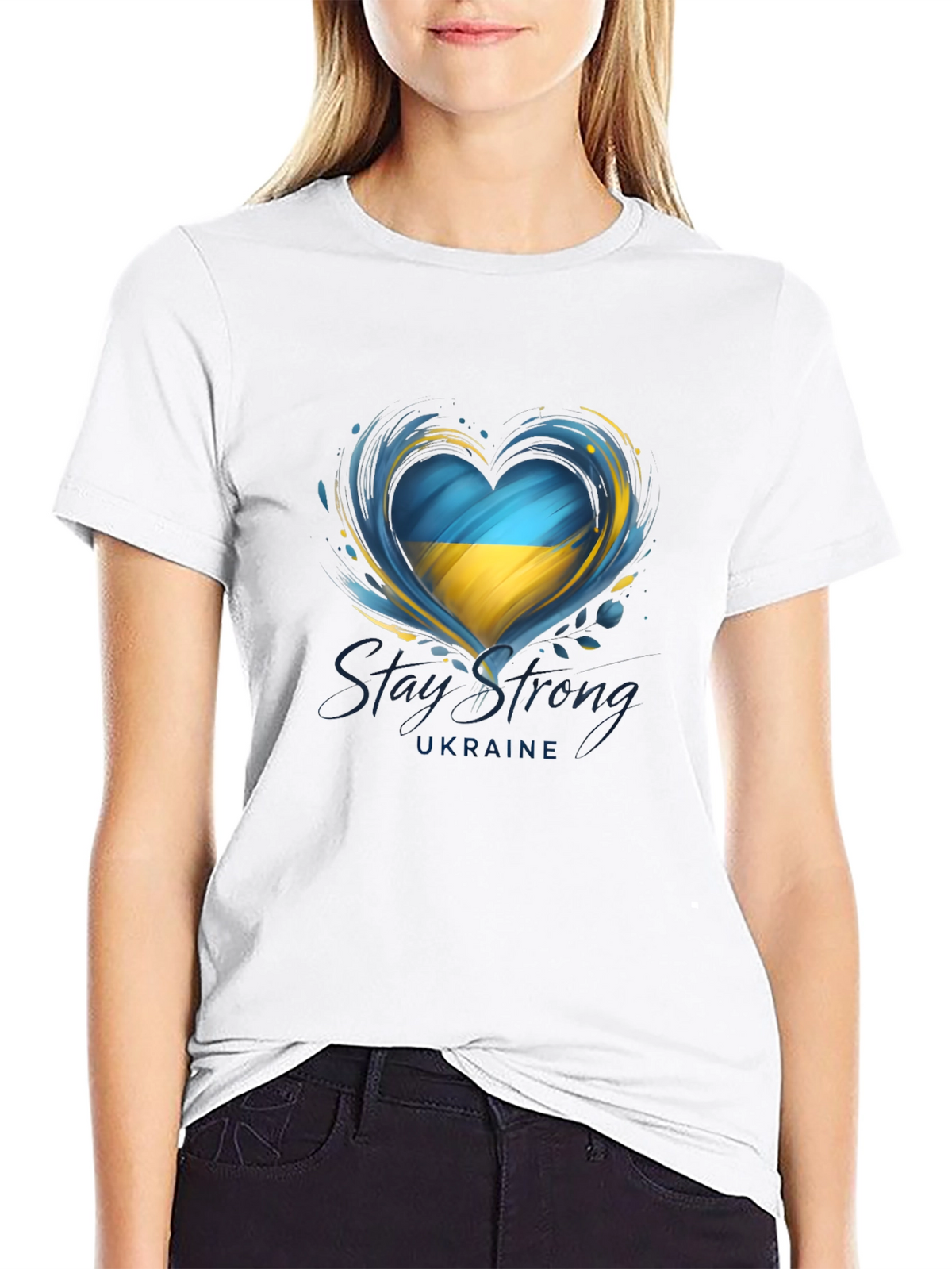 Ukraine Heart Flag Graphic T-Shirt - Stay Strong