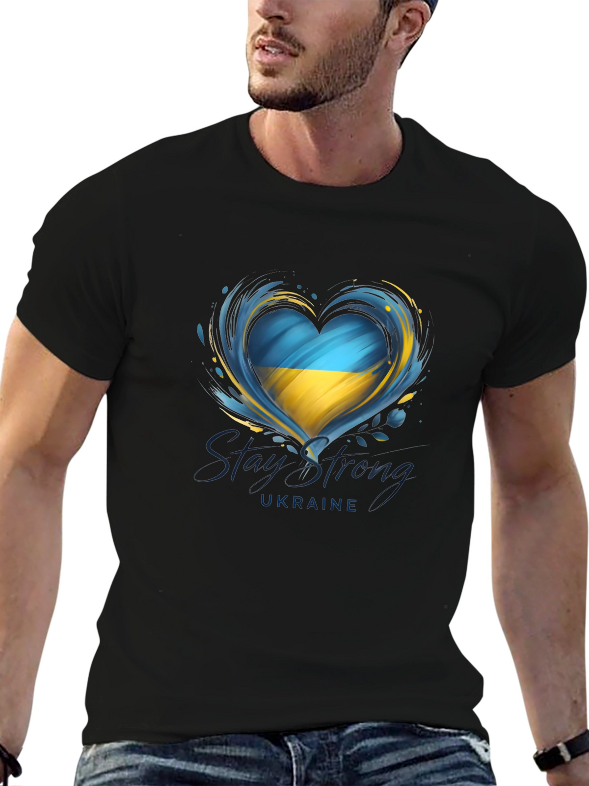 Ukraine Heart Flag Graphic T-Shirt - Stay Strong