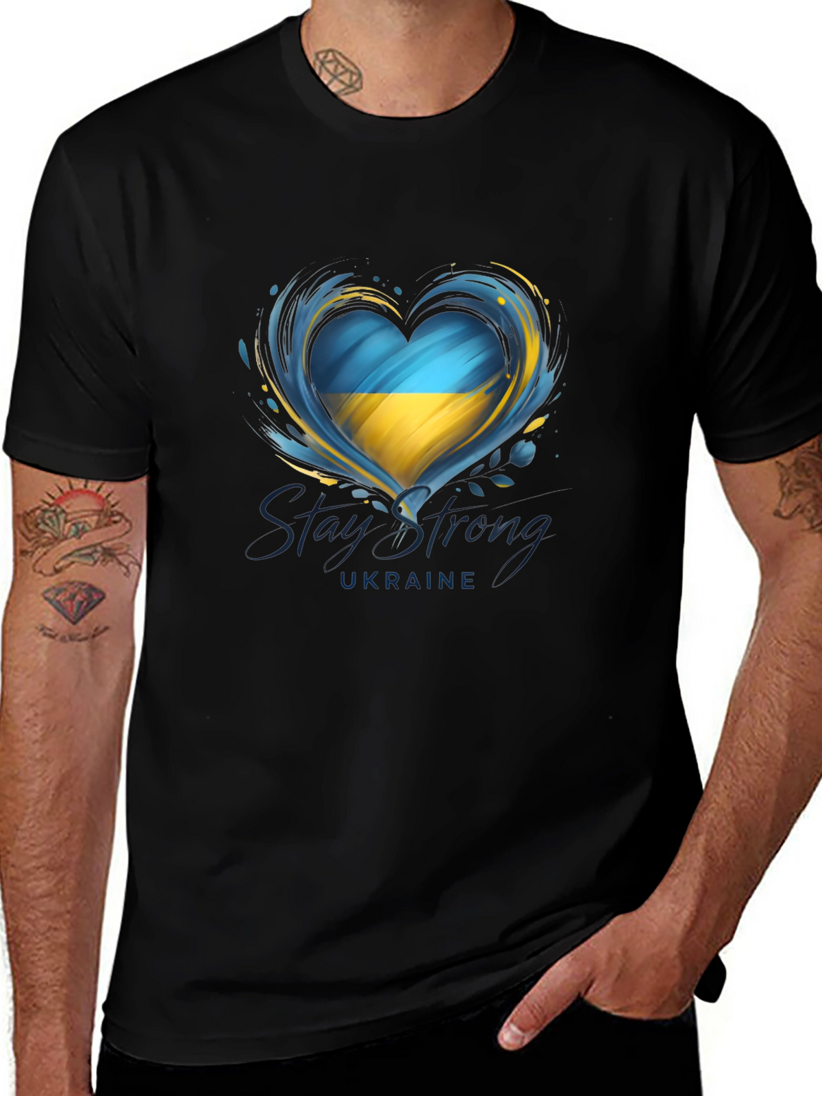 Ukraine Heart Flag Graphic T-Shirt - Stay Strong