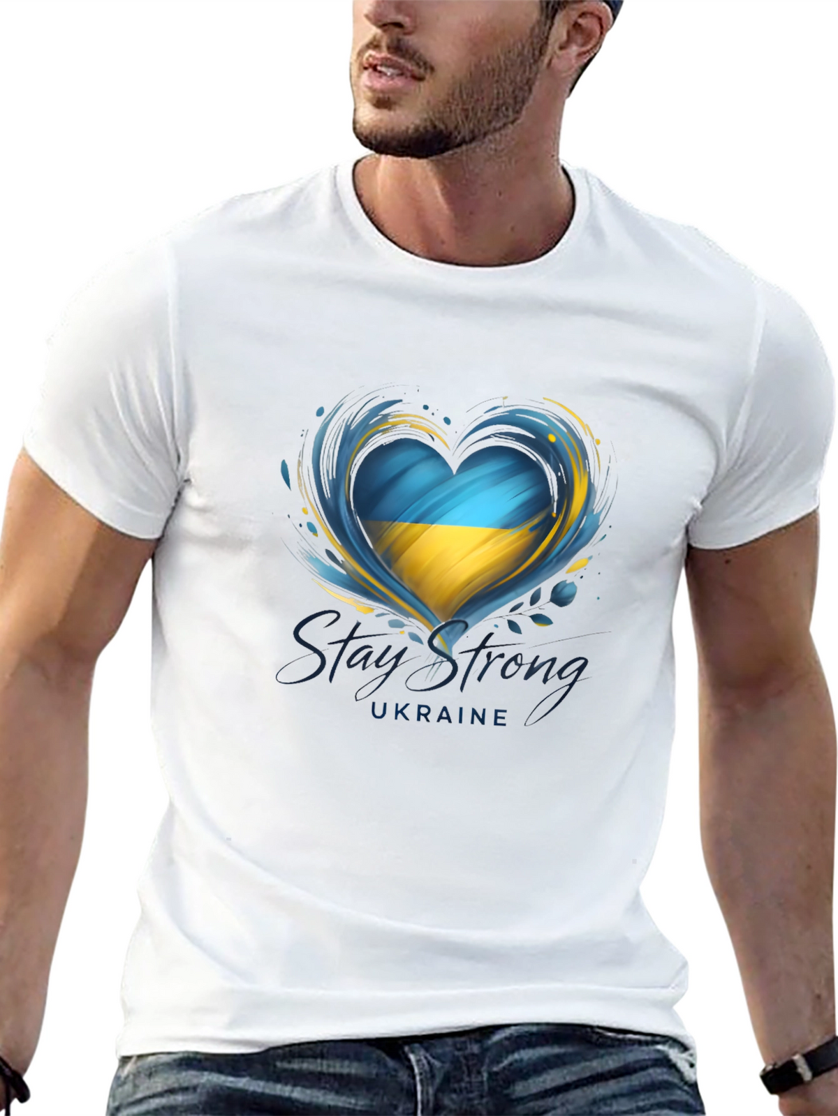 Ukraine Heart Flag Graphic T-Shirt - Stay Strong