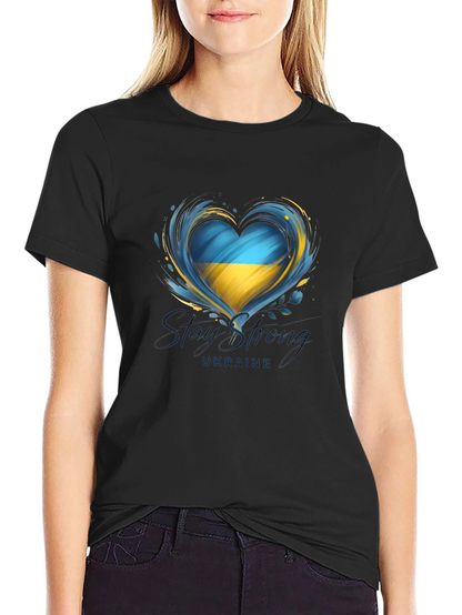 Ukraine Heart Flag Graphic T-Shirt - Stay Strong